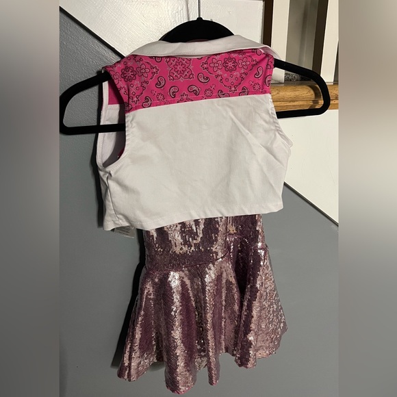 Revolution Pink Sequin Dress, Attached Shorts, White Collared Cropped Shirt, Med - Picture 3 of 8